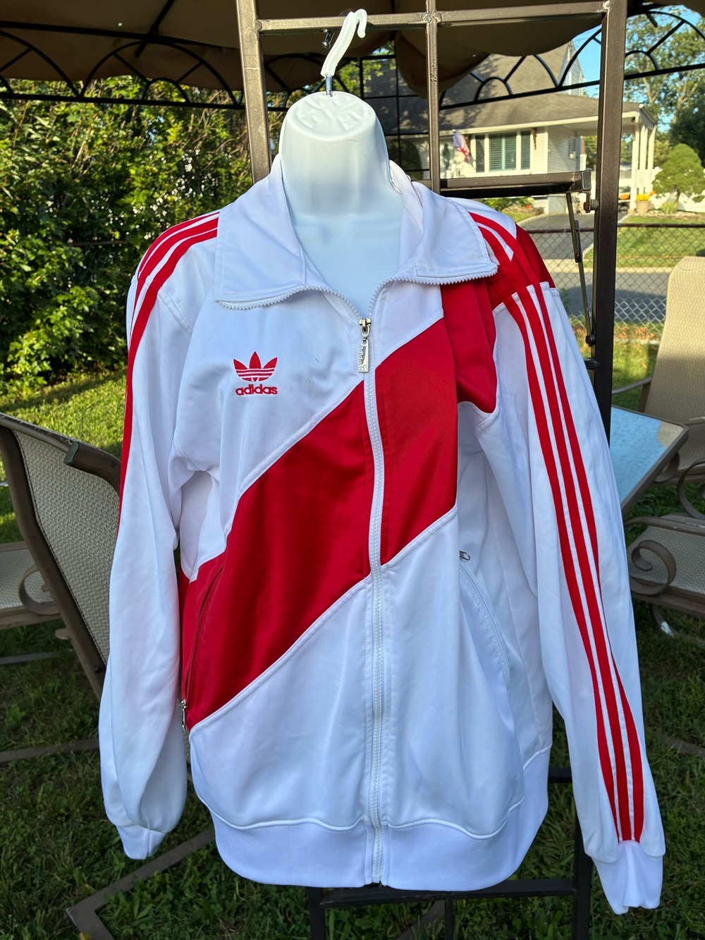 Adidas White and Red Peru Track Jacket